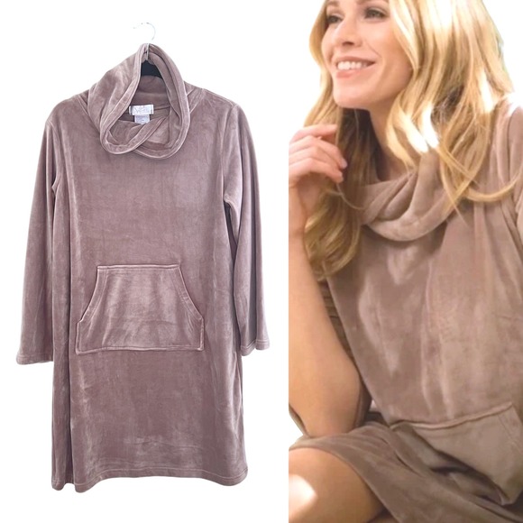 Softies By Paddi Murphy Velour Lounge Dress Cowl Neck Loungewear S / MS/M - Picture 1 of 7
